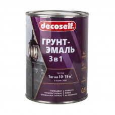 Грунт-эмаль 3 в 1 по ржавчине красно-коричневая глянцевая ПУФАС Decoself (0,9кг)