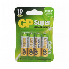 Батарейка алкалиновая тип АА, 15A-2CR4, 1,5V, блистер GP SUPER (4шт)