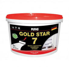 Краска моющаяся матовая мороз. основа D ПУФАС GOLD STAR 7 (0,9л=1,2кг)